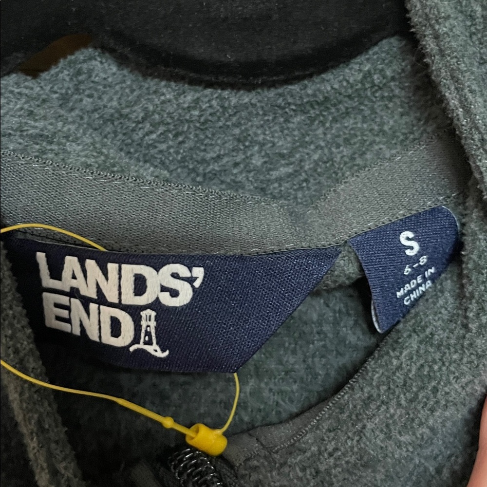 Lands' End size Small Charcoal Super Soft Fleece Zip-Up Vest with Pockets - Picture 2 of 9